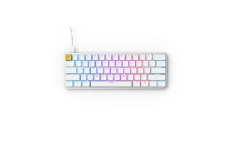 Glorious GMMK COMPACT (60%) , Modular Mechanical Gaming Keyboard - US (ANSI) 61/62 Keys -Removable USB Cord , RGB LED Backlit, Hot Swap Switches (White Ice Edition/Brown Switches)